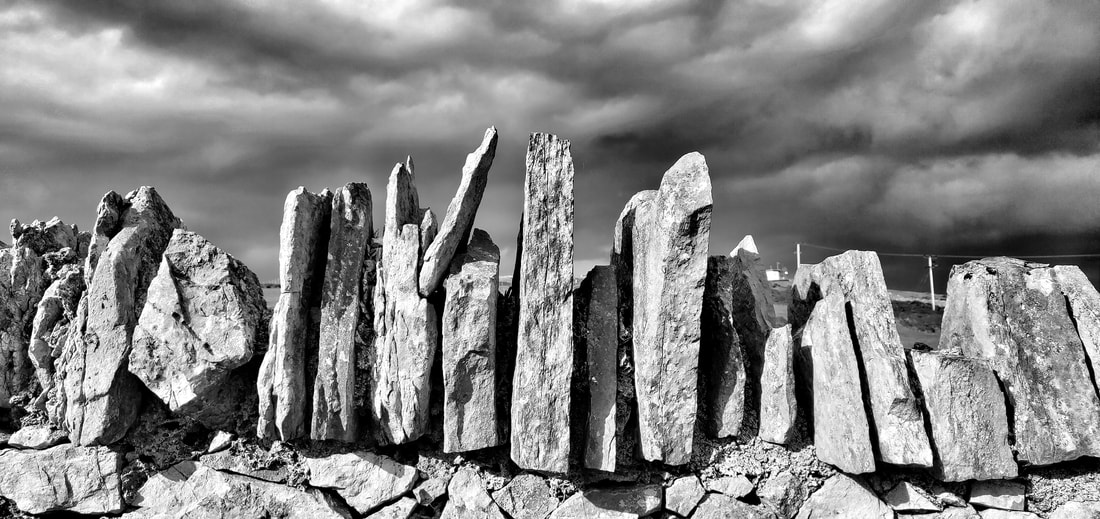monochrome stone wall in North Wales